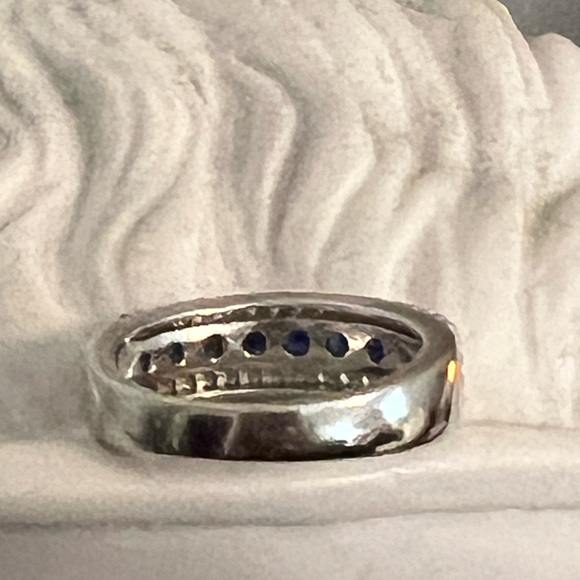 2MM Diamond Accent Genuine Blue Sapphire
Platinum Over Silver Band - Picture 2 of 8